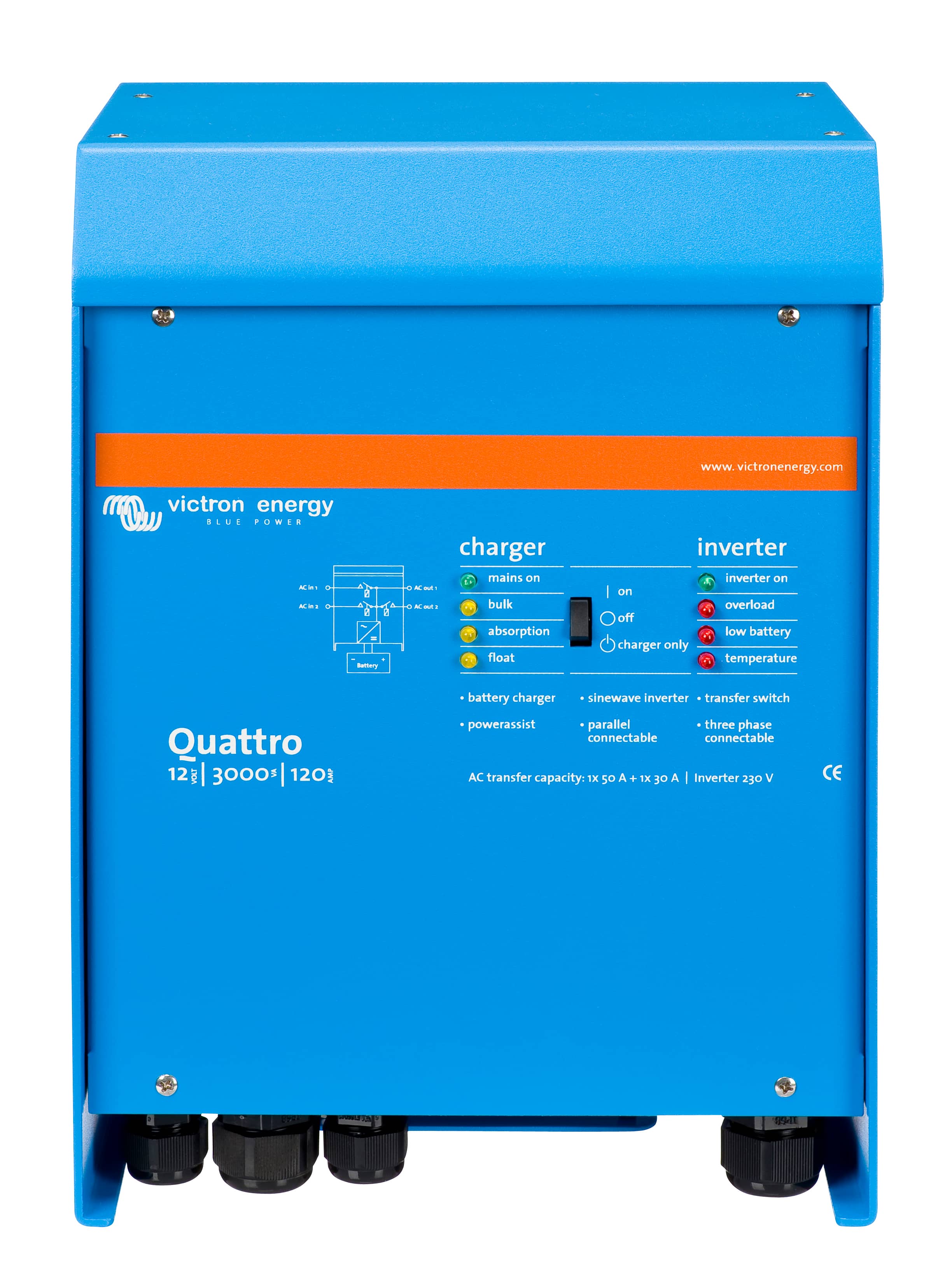 Quattro 12V 3000VA 120A 230VAC (front) thumbnail