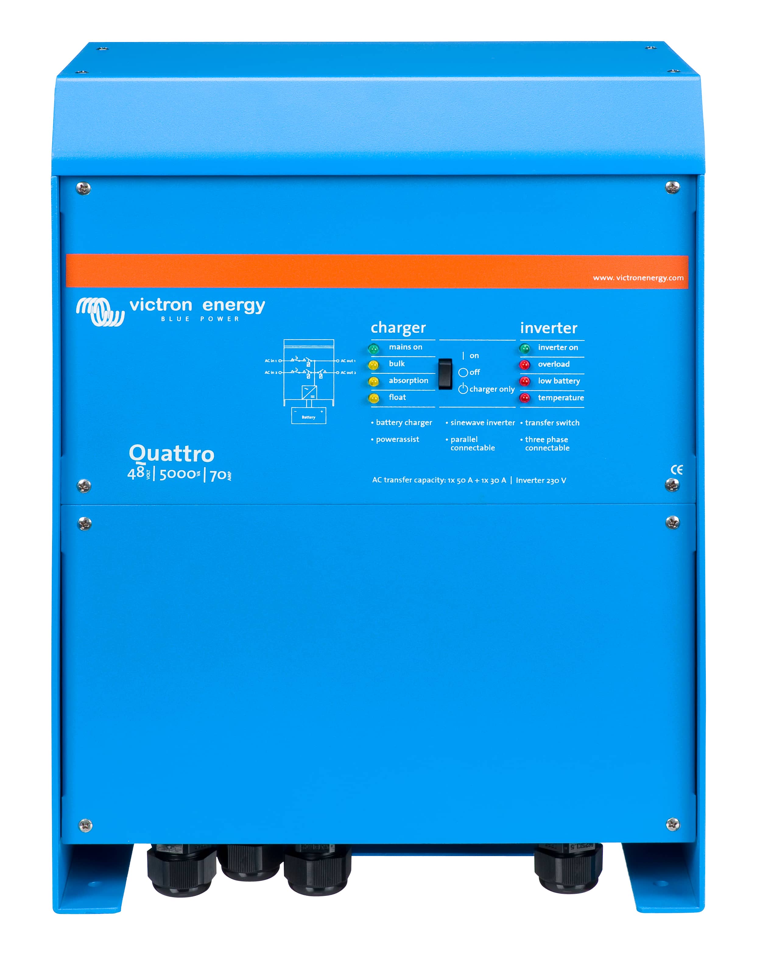 Quattro 48V 5000VA 70-50A 230 VAC (front) thumbnail