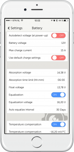 VictronConnect - MPPT battery settings